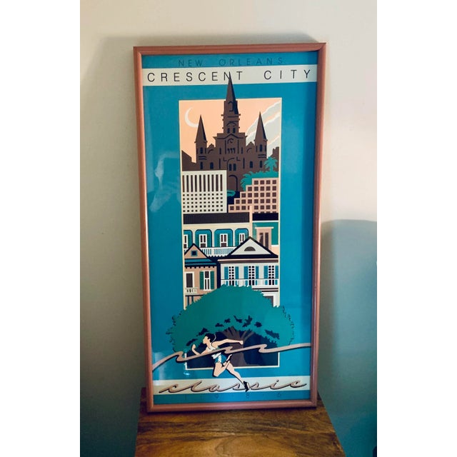 Glass 1986 New Orleans Crescent City Marathon Framed Poster For Sale - Image 7 of 7