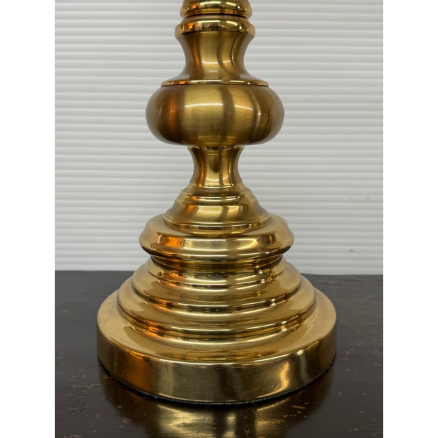 Late 20th Century Stiffel Cast Brass Table Lamps, Pair For Sale - Image 9 of 12