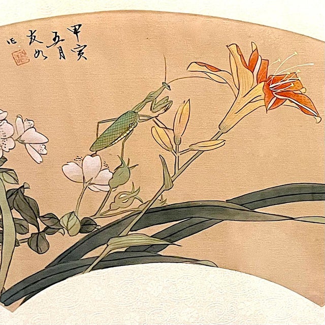 1980's Chinese Floral Paintings on Silk - Set of Three For Sale - Image 4 of 16