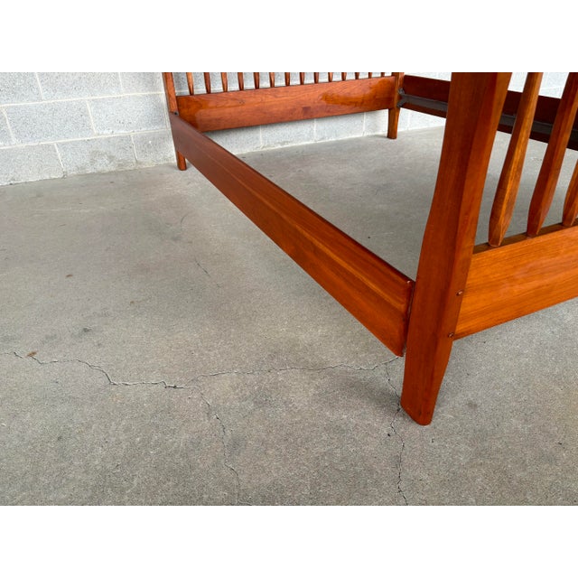 Late 20th Century Hunt Country Furniture Cherry Birdcage Style Queen Size Bed Frame For Sale - Image 5 of 8