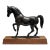 Vintage Cast Metal Horse Sculpture on Solid Wood Base For Sale