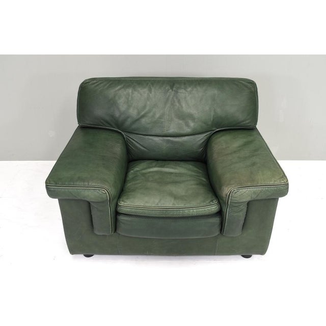Lounge Armchair in Green Patinated Leather from Roche Bobois, 1970 For Sale - Image 6 of 11