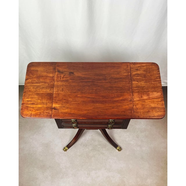 Early 20th Century Early 20th Century Duncan Phyfe Revival Lyre Pedestal Mahogany Pembroke Side Table For Sale - Image 5 of 12
