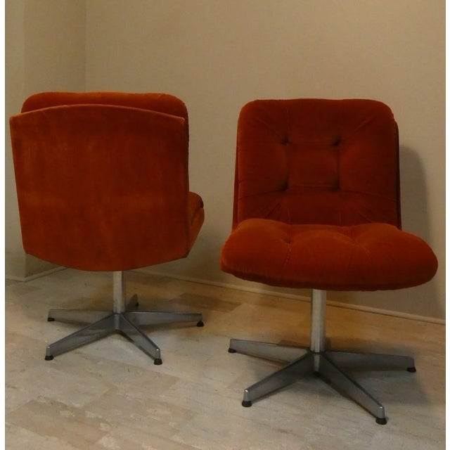 Rust-Colored Velvet Chairs, Italy, 1970s, Set of 2 For Sale - Image 4 of 15