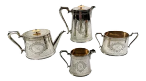 1871-1879 Victorian Silver Plated Tea and Coffee Service Set - Set of 4