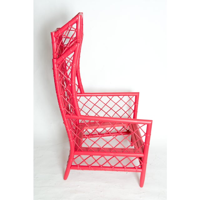 Mid 20th Century 1960s Chinese Red Rattan Canopy Chair by Empire Rattan Co. For Sale - Image 5 of 13