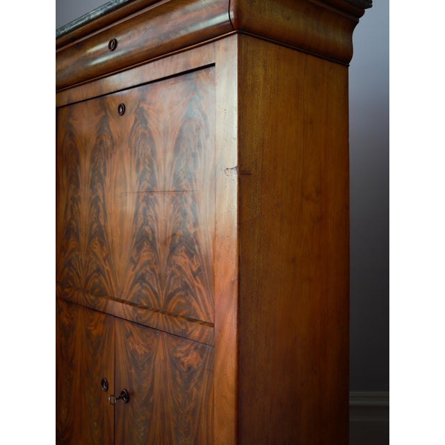 19th C French Louis Philippe Secretary Desk, Secretaire À Abattant With Black Marble Top For Sale - Image 14 of 18