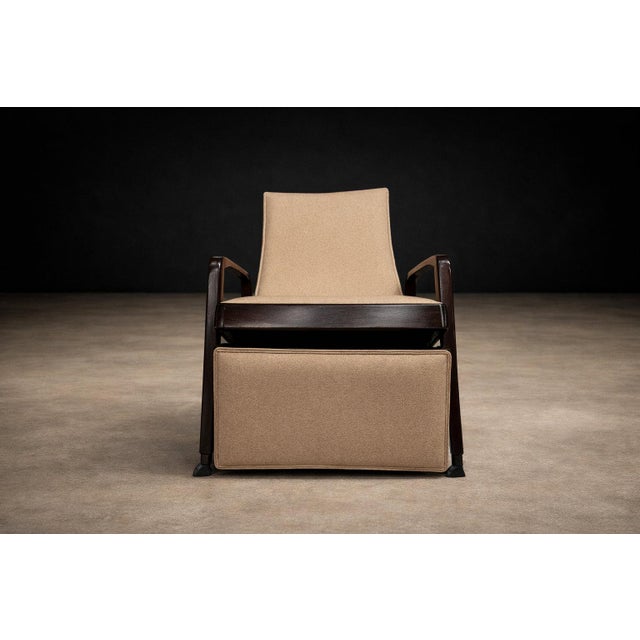 1940s Reclining Sun Chaise Lounge in Hardwood and Ultrasuede by Walter Gerdau, Brazil, 1940s - Lot 82A For Sale - Image 5 of 15