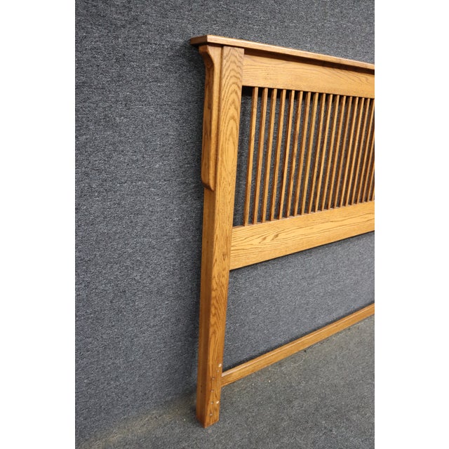 Brown Contemporary Mission Oak Queen Headboard For Sale - Image 8 of 8