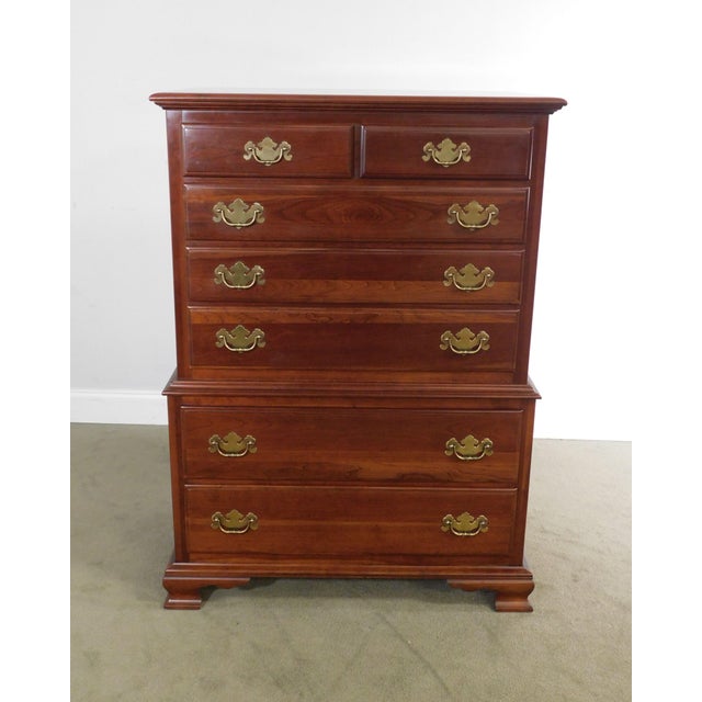 Ethan Allen Early American Traditional Solid Cherry Chest on Chest