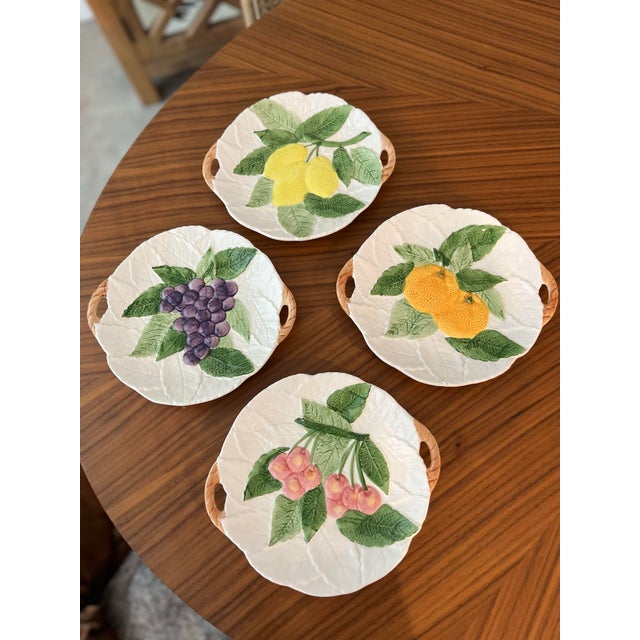 1970s Majolica Fruit Du Jour Plates-Set of 4 For Sale - Image 4 of 9