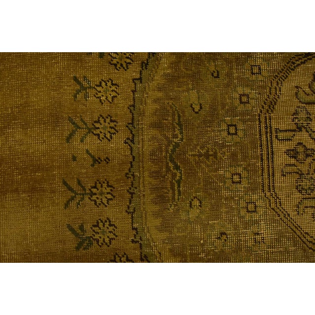 Tabriz Rug 9’9” X 11’11” Gold Wool Vintage Overdyed Hand-Knotted Carpet For Sale - Image 11 of 15