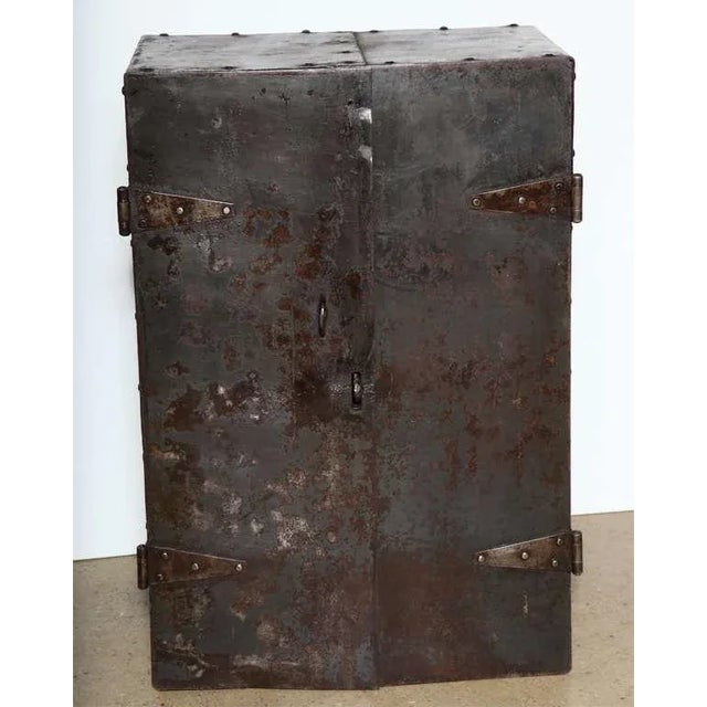 Two Door Industrial Riveted Steel Automotive Locking Tool Cabinet, Circa 1900 For Sale - Image 4 of 13