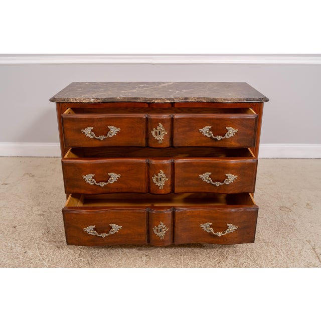 Hickory Chair Furniture Company Hickory Chair Co French Cherry Marble Top Commode Chest For Sale - Image 4 of 17