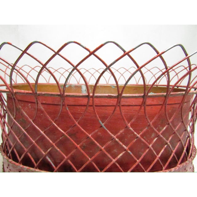 Metal French Wirework Tole Painted Planter For Sale - Image 7 of 16