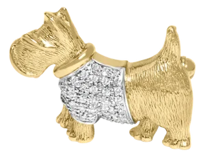 18K Yellow Gold1/3 Cttw Diamond Scottish Terrier Brooch Pin and Pendant with Satin Finish (G-H Color, VS2-SI1 Clarity) - NO CHAIN INCLUDED