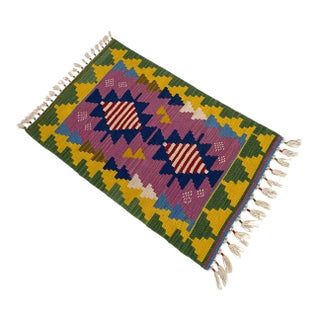 A New Hand Woven Colorful Turkish Kilim Small Rug For Sale
