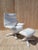 Mid-Century Modern Modern Italian Re-Vive Lounge Chair and Ottoman by Natuzzi Newly Reupholstered in White Leather For Sale - Image 3 of 11
