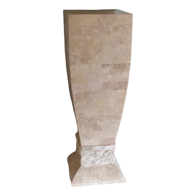 Hollywood Regency Style Travertine Column Pedestal, 1970s For Sale