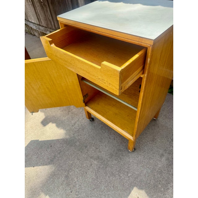 1960s Vintage Mid Century Rolling Hospital Bedside Table For Sale - Image 5 of 8