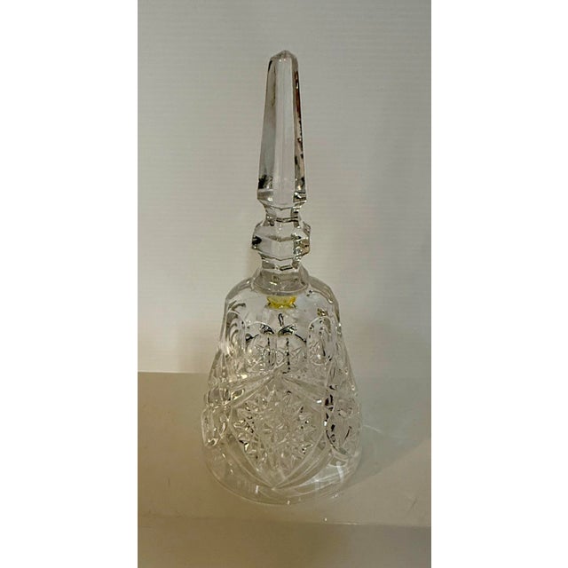 Transparent Vintage Cut Crystal Bell With Starburst & Hobstar Pattern, 7.25” For Sale - Image 8 of 8