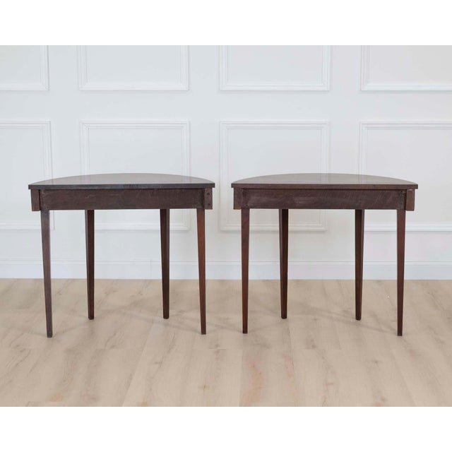 English Pair of English 19th Century Demi-Lune Side Tables For Sale - Image 3 of 12