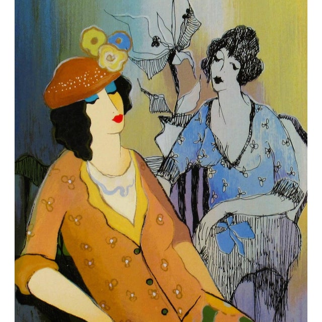 Itzchak Tarkay, Sophia Relaxes at the Cafe, Circa 1990 For Sale In San Francisco - Image 6 of 11