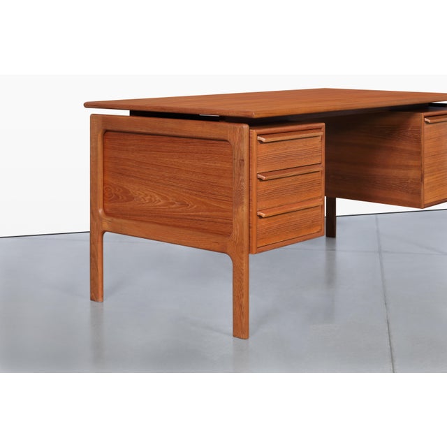 Danish Modern Floating Top Teak Executive Desk by g.v. Mobler For Sale In Los Angeles - Image 6 of 14