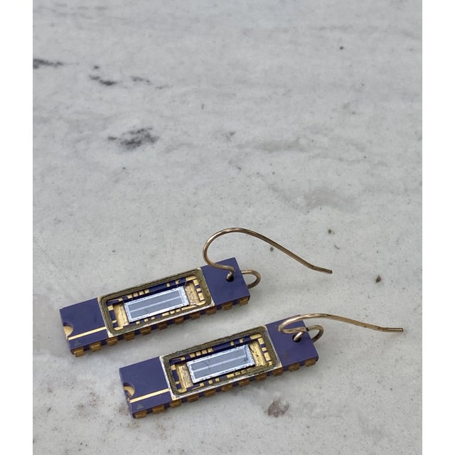 Contemporary Artist-Made Computer Chip Earrings For Sale - Image 3 of 12
