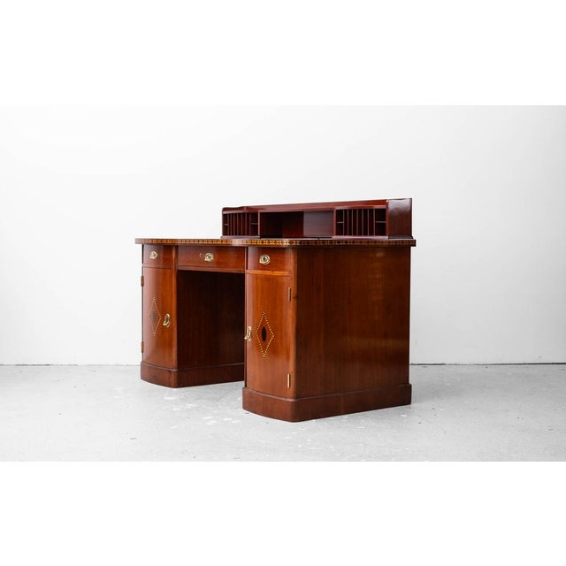 Wood Art Nouveau Desk with Attachment For Sale - Image 7 of 17