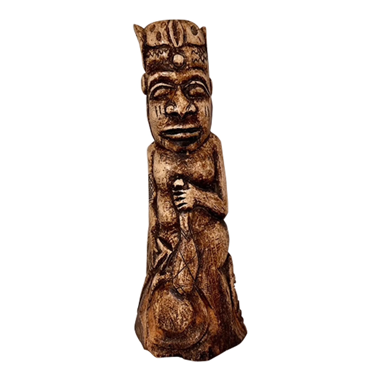 1960s Handmade West African Bone Carving Statue Figure | Chairish