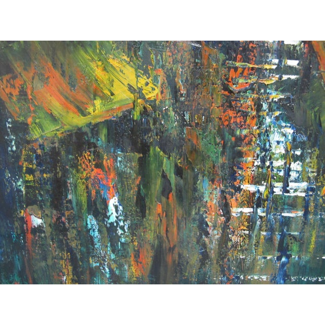 Paint S Tokuyoshi Signed Framed Mid Century Modern Abstract Oil Painting For Sale - Image 7 of 8