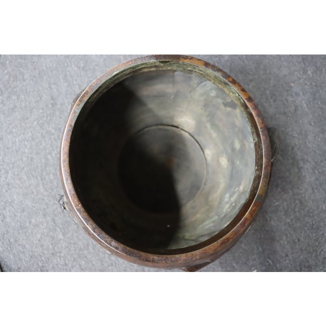 Bronze Japanese Bronze Jardinière With Bird and Floral Relief For Sale - Image 8 of 11