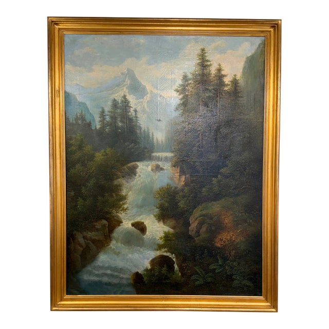 Large 19th Century Oil on Canvas For Sale