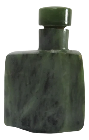 19th Century Squared Spinach Jade Snuff Bottle with Unique Design