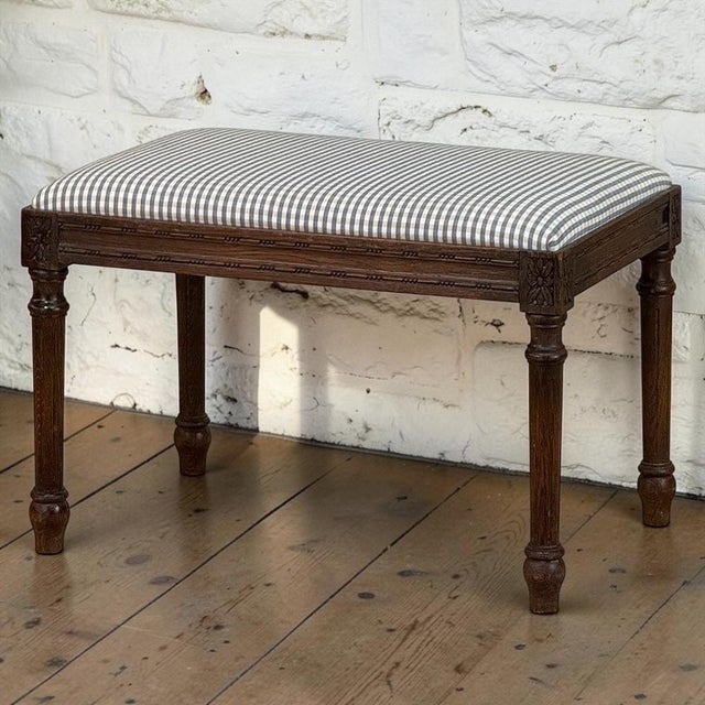 Early 20th Century Antique French Louis XVI Style Walnut Vanity Stool ~ Piano Bench For Sale - Image 5 of 15