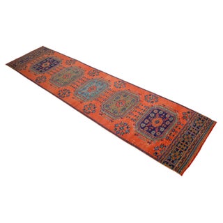 1970s Distressed Oushak Runner Rug Muddy Waters Color Hallway For Sale