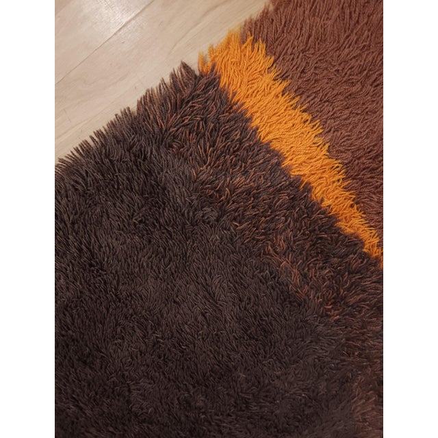 1970s Mid-Century Rya Rug in Wool from Svängsta Mattväveri, Sweden, 1970s For Sale - Image 5 of 7