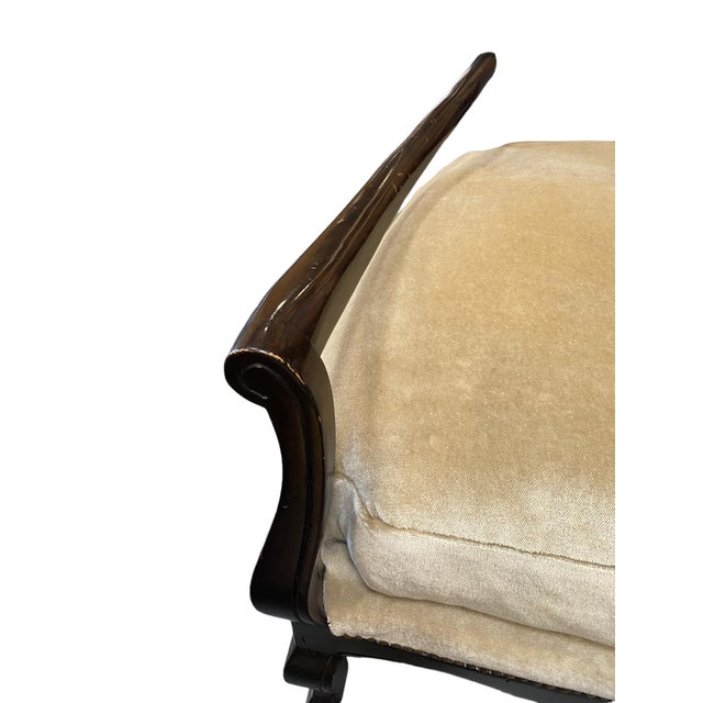 Country French Wood Frame Club Chair & Ottoman For Sale In Los Angeles - Image 6 of 12