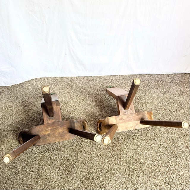 Wood Vintage Handmade Wooden Birthing Chairs – A Pair For Sale - Image 7 of 9