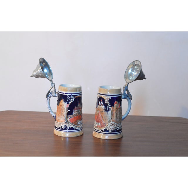 Glazed Stoneware Beer Mugs, 1930s, Set of 2 For Sale - Image 4 of 12