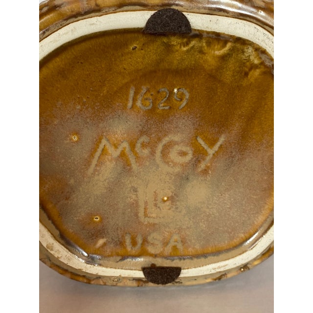 Wood Mid 20th Century McCoy Burlap Sack Form Ceramic Planter Jardiniere Model 1629 For Sale - Image 7 of 11