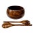 Vintage Hand-Turned Exotic Wood Salad Bowl With Servers - 3 pcs For Sale