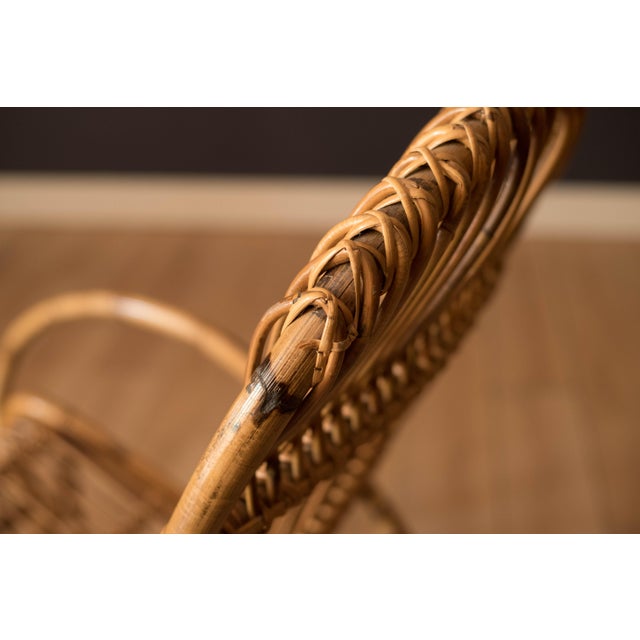 Vintage Sculptural Franco Albini Style High Back Bamboo Rocking Chair For Sale - Image 16 of 18