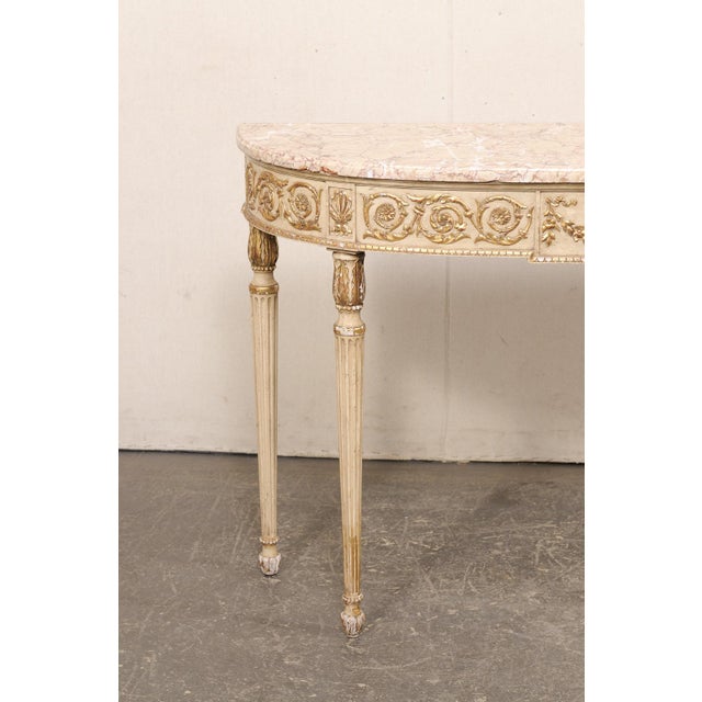 Mid 20th Century Italian Marble Top Slender Console, 4 Ft For Sale - Image 12 of 12