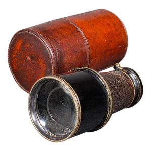 Small Antique Opera Monocular, German, Brass, Leather, Viewing Scope, Victorian