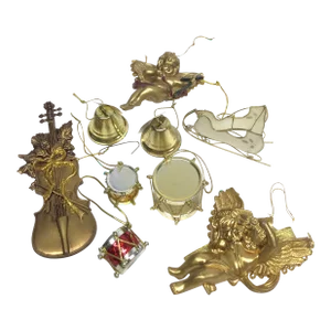 Mixed Group Vintage Gold Ornaments Set of 9