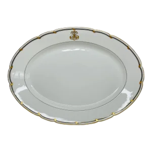 Victorian 1880s Rihouet Lerosey Monogrammed French Meat Serving Platter