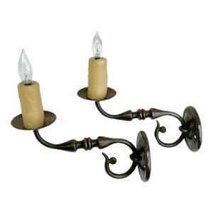 Pair of Wall Sconces: Very Large Antiqued Brass Wall Sconces, Paul Ferrante