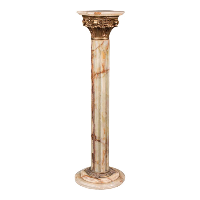 1950s Vintage Onyx Italian Decorative Jardiniere Stand For Sale